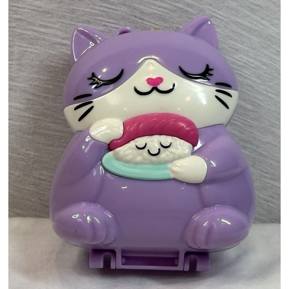 Polly Pocket Cat Purple Kitty Compact Sushi Shop Restaurant Set 2021 Toy Playset